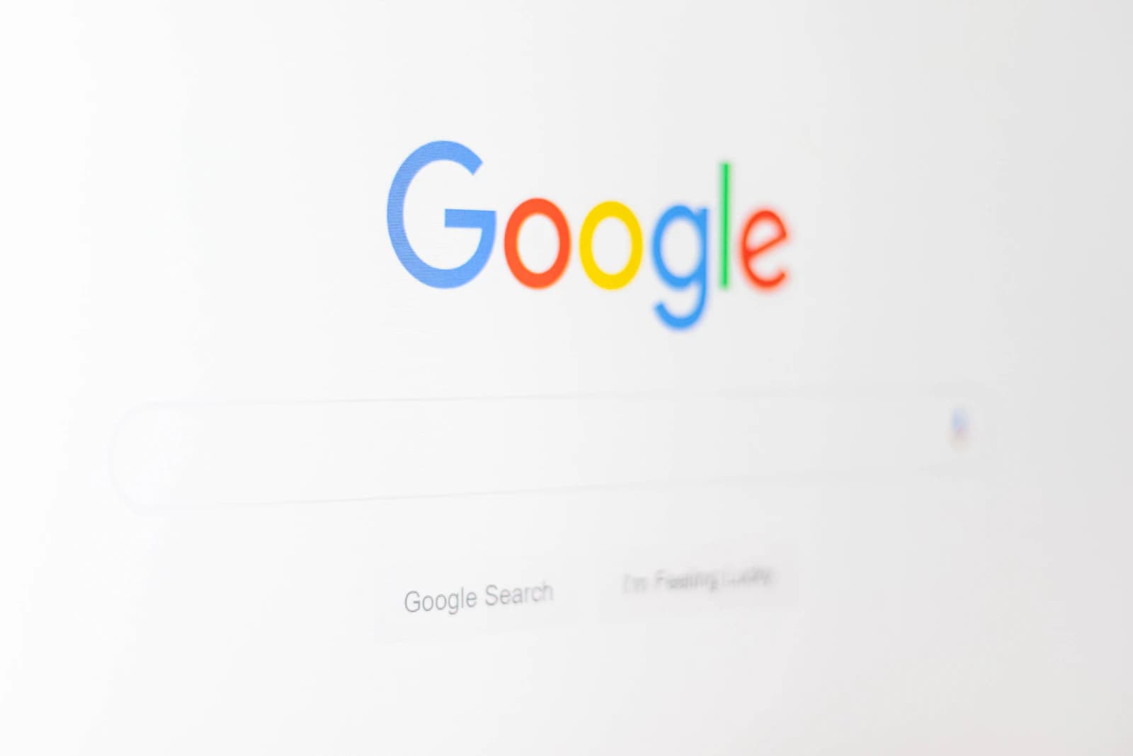 The Google search page on a screen