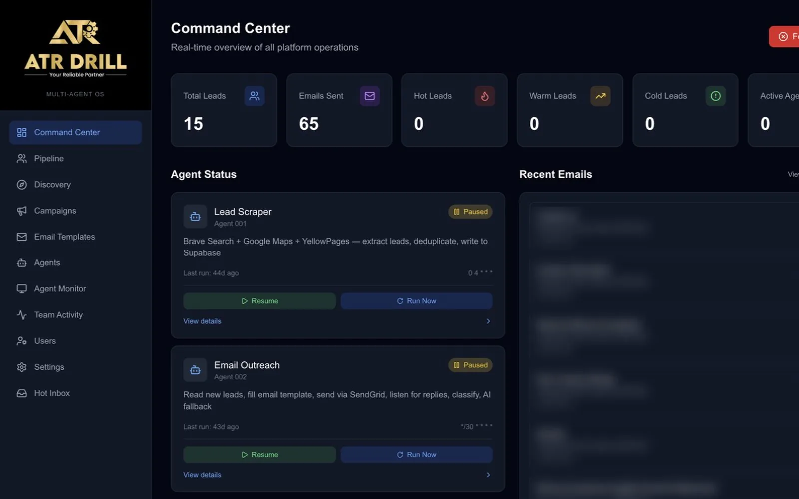ATR Platform, Multi-Agent OS screenshot