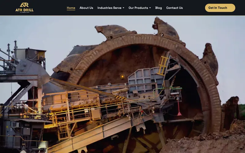 ATR Drill website homepage, Rock drilling tools and mining equipment, Dubai