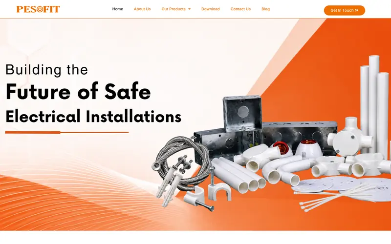 Pesofit website homepage, Electrical installation products