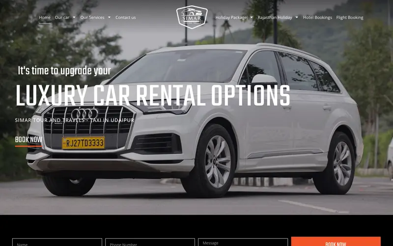 Simar Tour and Travels website homepage, Taxi and car rental, Udaipur