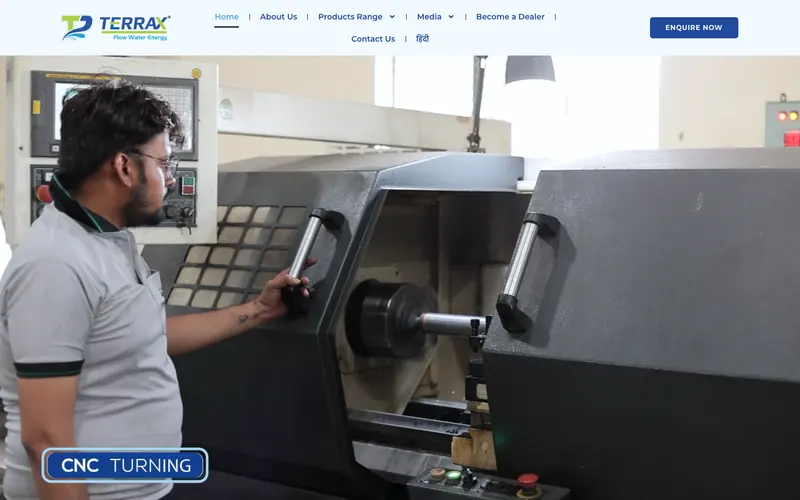Terrax Pumps website homepage, Submersible pump manufacturer, Udaipur
