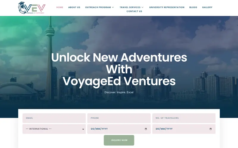 VoyageEd Ventures website homepage, Educational travel programmes